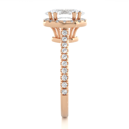 1.36 Carat Oval Cut Halo Diamond Engagement Ring for Women – Elegant Bridal Jewelry