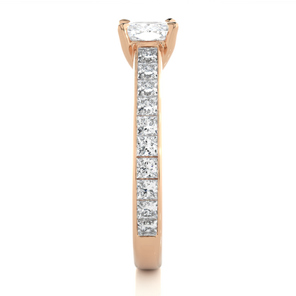 1.20 Carat Cushion Cut Solitaire Diamond Engagement Ring with Princess Side Stones – Elegant Bridal Jewelry