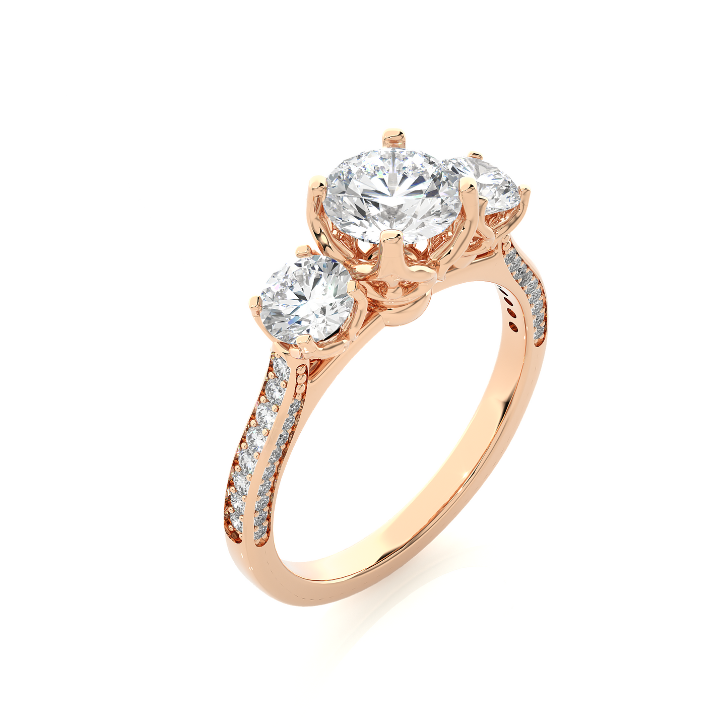 three stone 2.52 carat round cut diamond engagement ring for women – luxury bridal jewelry