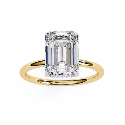 2.24 Carat Emerald Cut Hidden Halo Diamond Engagement Ring for Women – Elegant Bridal Jewelry