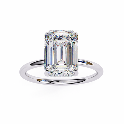 2.24 Carat Emerald Cut Hidden Halo Diamond Engagement Ring for Women – Elegant Bridal Jewelry