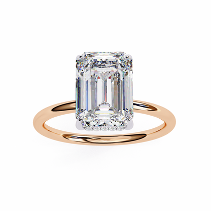 2.24 Carat Emerald Cut Hidden Halo Diamond Engagement Ring for Women – Elegant Bridal Jewelry