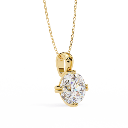 LGD Solitaire Pendant Round Stone (1.98ct) In 14K Gold Without Chain