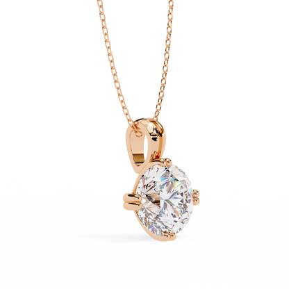 LGD Solitaire Pendant Round Stone (1.98ct) In 14K Gold Without Chain
