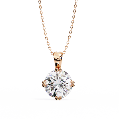 LGD Solitaire Pendant Round Stone (1.98ct) In 14K Gold Without Chain
