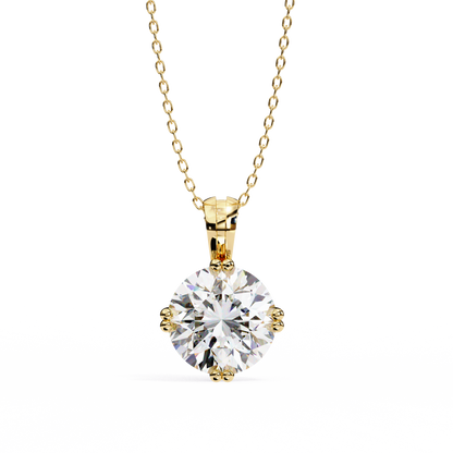 LGD Solitaire Pendant Round Stone (1.98ct) In 14K Gold Without Chain