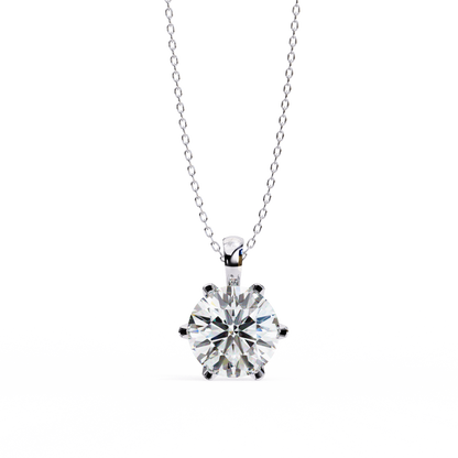 LGD Solitaire Pendant Round Stone (2.2ct) In 14K Gold Without Chain