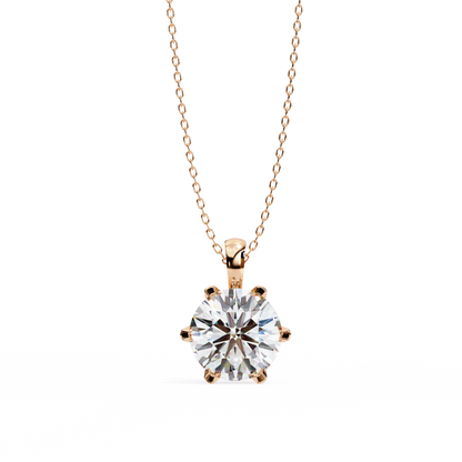 LGD Solitaire Pendant Round Stone (2.2ct) In 14K Gold Without Chain