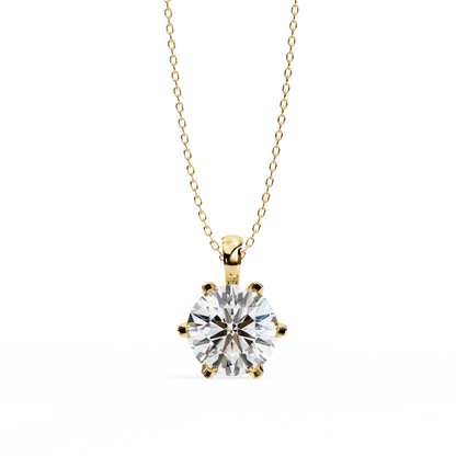 LGD Solitaire Pendant Round Stone (2.2ct) In 14K Gold Without Chain
