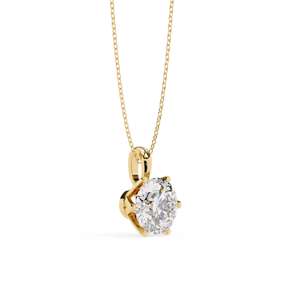 LGD Solitaire Pendant Round Stone (2.2ct) In 14K Gold Without Chain