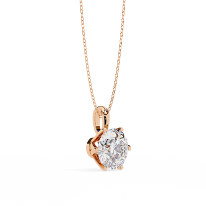 LGD Solitaire Pendant Round Stone (2.2ct) In 14K Gold Without Chain