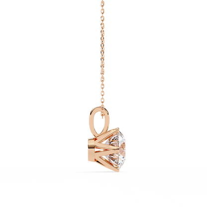 LGD Solitaire Pendant Round Stone (2.2ct) In 14K Gold Without Chain