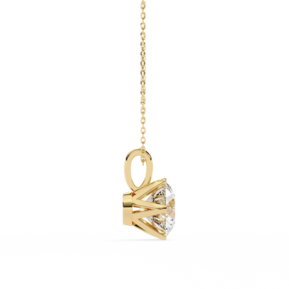LGD Solitaire Pendant Round Stone (2.2ct) In 14K Gold Without Chain