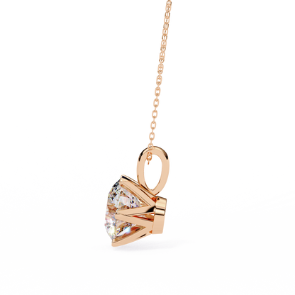 LGD Solitaire Pendant Round Stone (2.2ct) In 14K Gold Without Chain