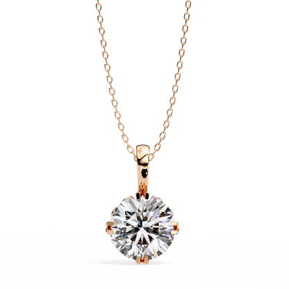 LGD Solitaire Pendant Round Stone (1.84ct) In 14K Gold Without Chain