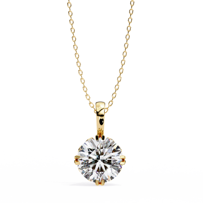 LGD Solitaire Pendant Round Stone (1.84ct) In 14K Gold Without Chain