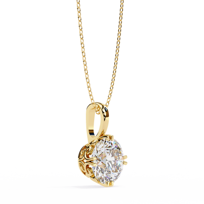 LGD Solitaire Pendant Round Stone (1.84ct) In 14K Gold Without Chain