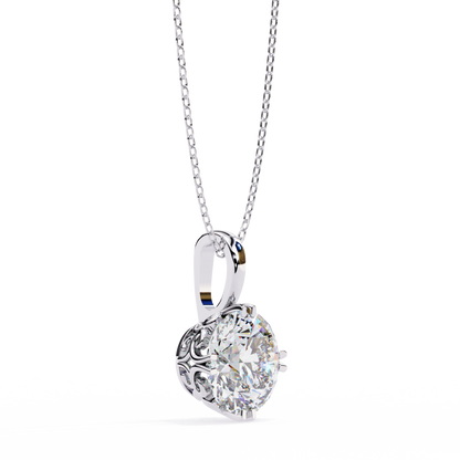 LGD Solitaire Pendant Round Stone (1.84ct) In 14K Gold Without Chain