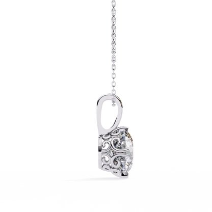 LGD Solitaire Pendant Round Stone (1.84ct) In 14K Gold Without Chain