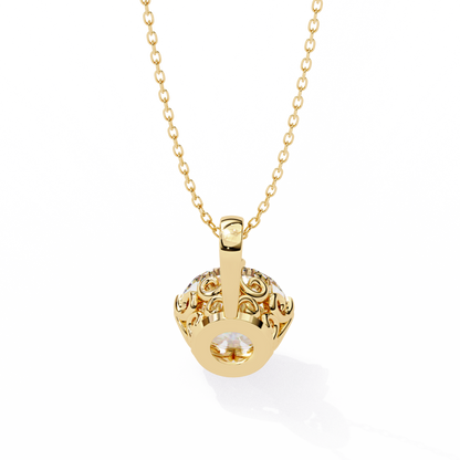 LGD Solitaire Pendant Round Stone (1.84ct) In 14K Gold Without Chain