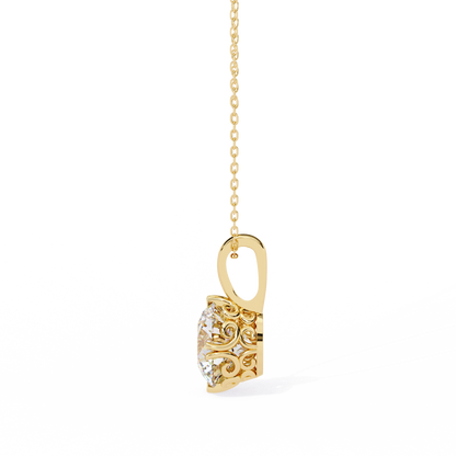LGD Solitaire Pendant Round Stone (1.84ct) In 14K Gold Without Chain