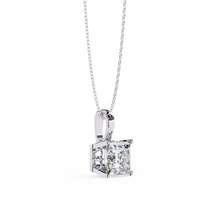 LGD Solitaire Pendant Princess Stone (2.62ct) In 14K Gold Without Chain