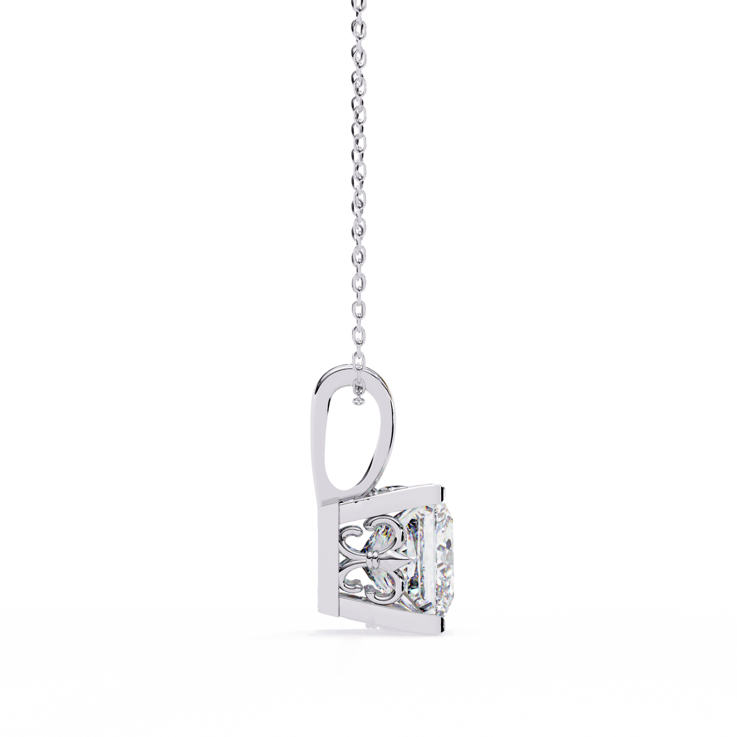 lgd solitaire pendant princess stone (2.62ct) in 14k gold without chain