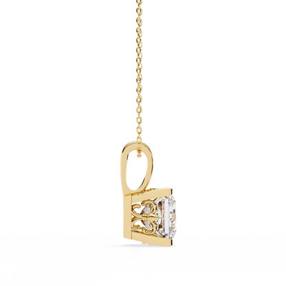 LGD Solitaire Pendant Princess Stone (2.62ct) In 14K Gold Without Chain