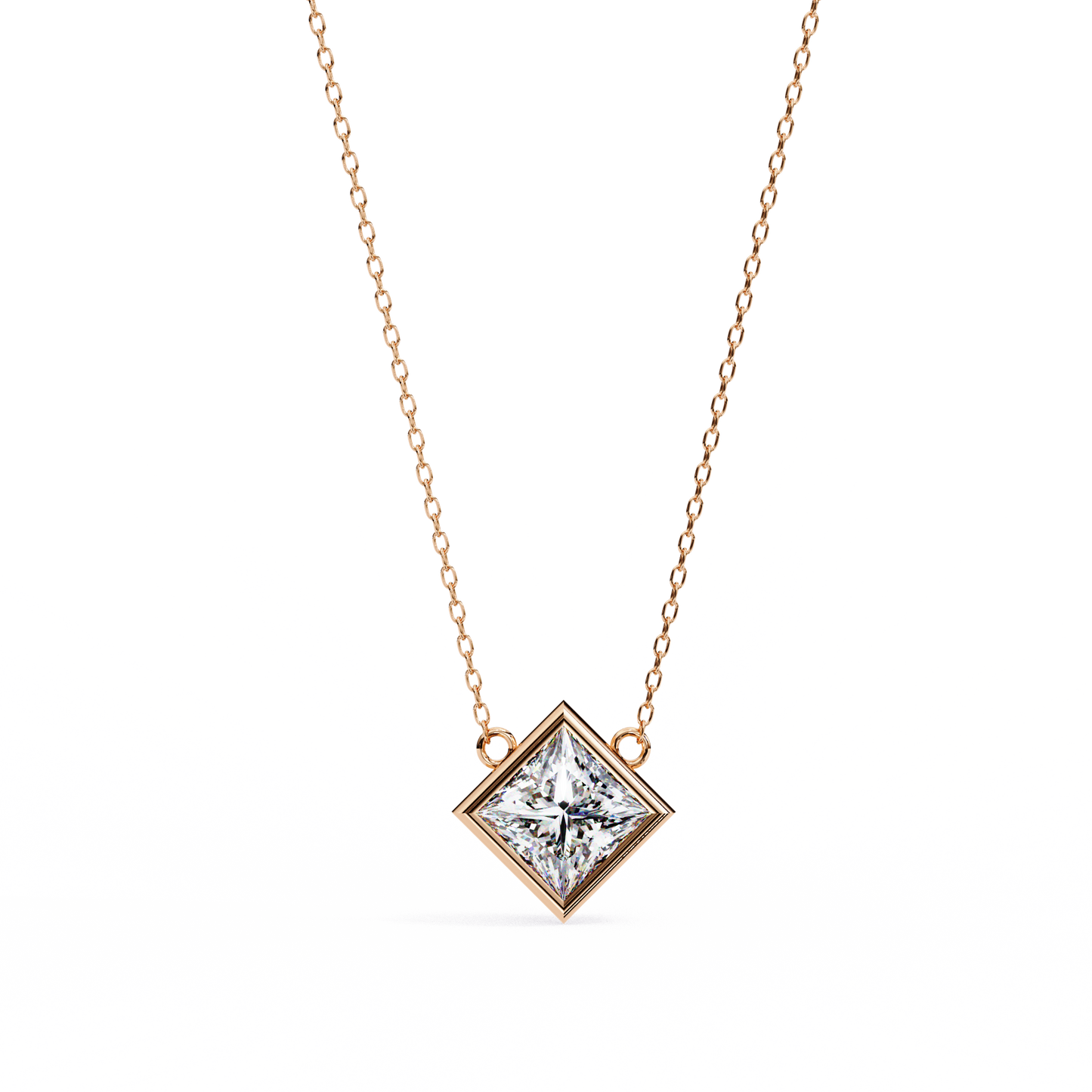 2.00 carat princess cut diamond solitaire pendant necklace - classic fine jewelry