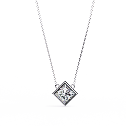 LGD Solitaire Pendant Princess Stone (2.01ct Pair ) In 14K Gold Without Chain