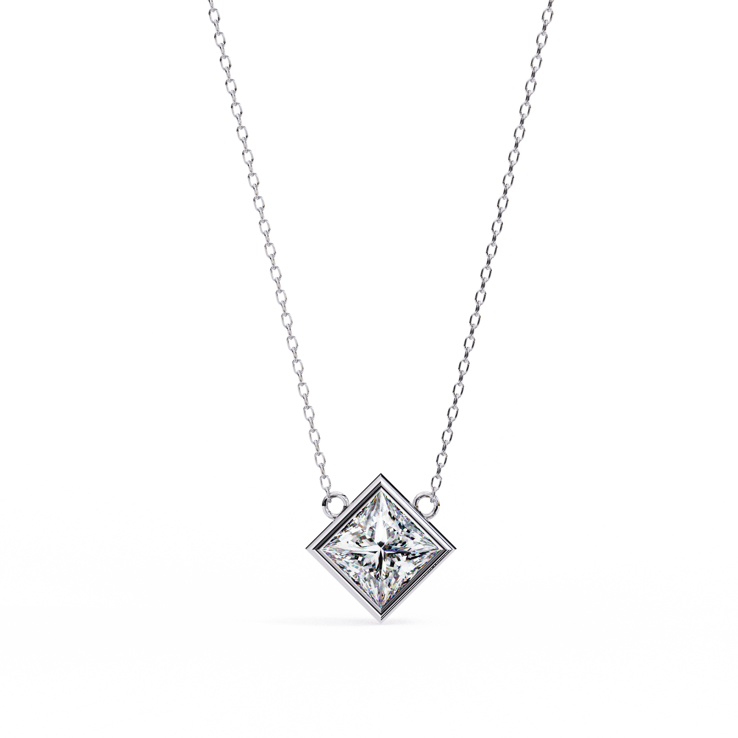 2.00 carat princess cut diamond solitaire pendant necklace - classic fine jewelry