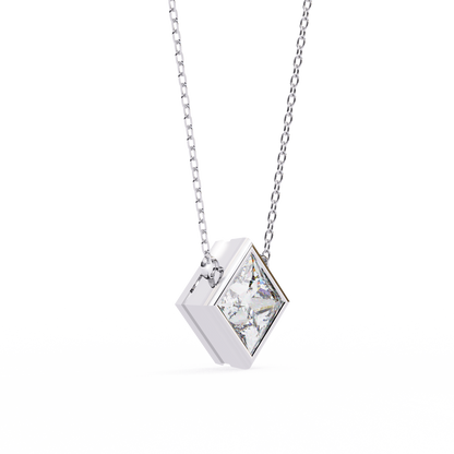 LGD Solitaire Pendant Princess Stone (2.01ct Pair ) In 14K Gold Without Chain