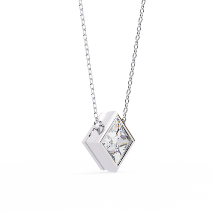 2.00 Carat Princess Cut Diamond Solitaire Pendant Necklace - Classic Fine Jewelry