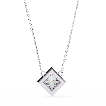 LGD Solitaire Pendant Princess Stone (2.01ct Pair ) In 14K Gold Without Chain