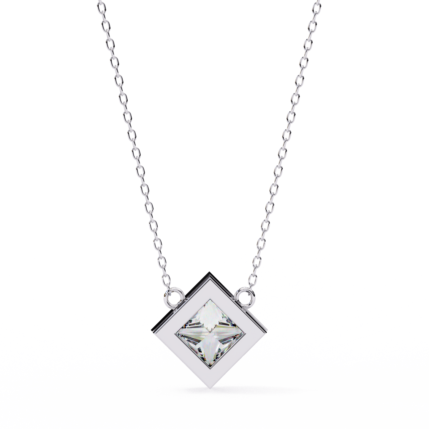 2.00 carat princess cut diamond solitaire pendant necklace - classic fine jewelry