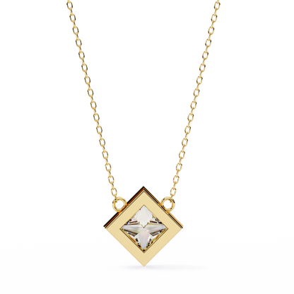 LGD Solitaire Pendant Princess Stone (2.01ct Pair ) In 14K Gold Without Chain