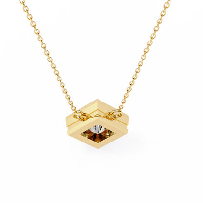 LGD Solitaire Pendant Princess Stone (2.01ct Pair ) In 14K Gold Without Chain
