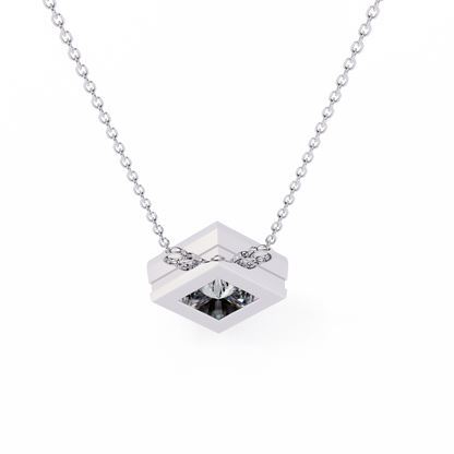 LGD Solitaire Pendant Princess Stone (2.01ct Pair ) In 14K Gold Without Chain