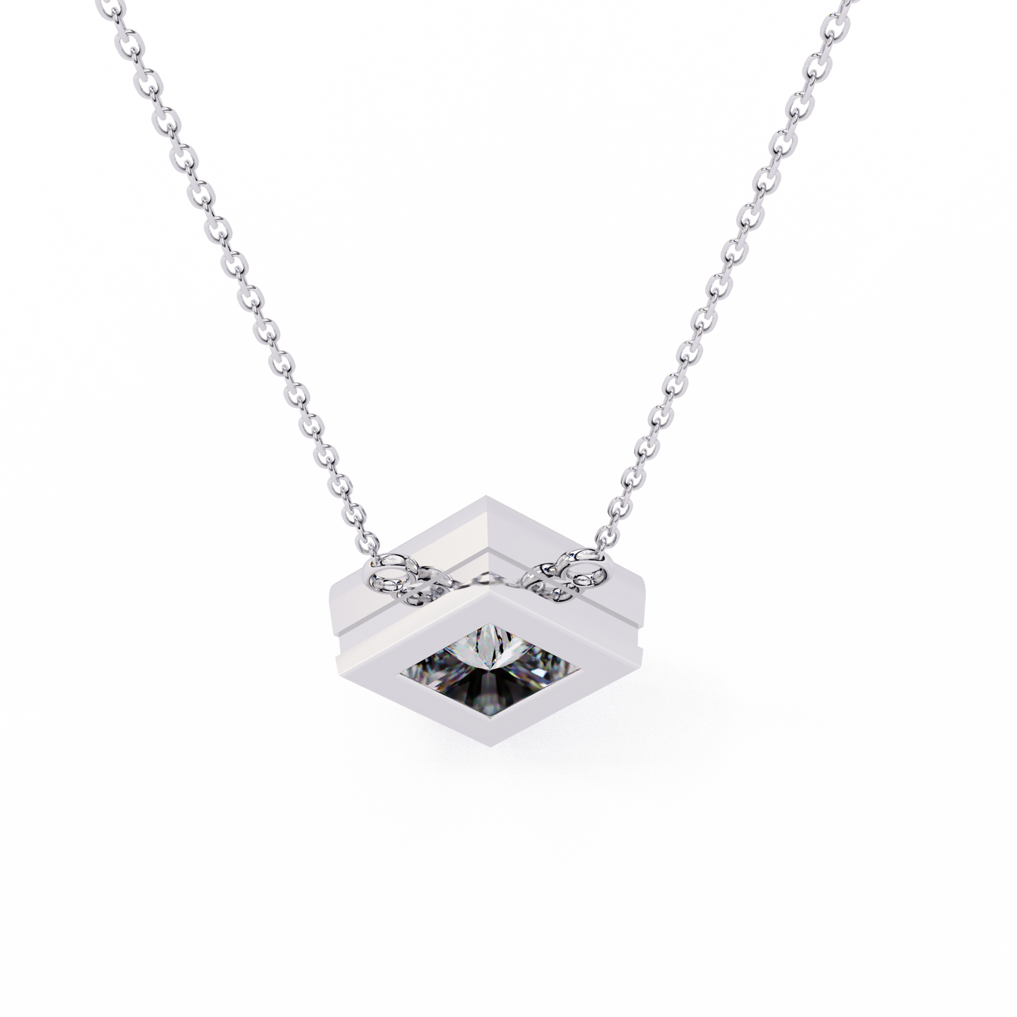 2.00 carat princess cut diamond solitaire pendant necklace - classic fine jewelry