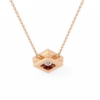 LGD Solitaire Pendant Princess Stone (2.01ct Pair ) In 14K Gold Without Chain