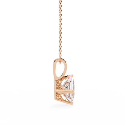 LGD Solitaire Pendant Princess Stone (2.87ct Pair ) In 14K Gold Without Chain