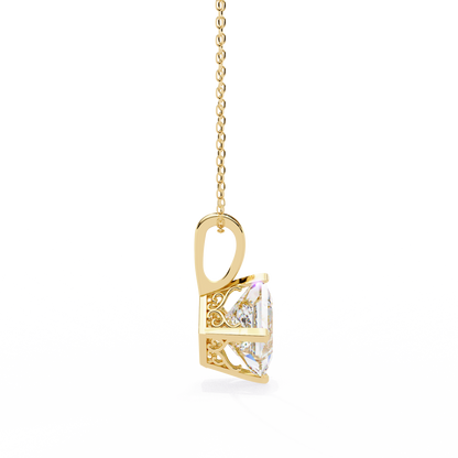 LGD Solitaire Pendant Princess Stone (2.87ct Pair ) In 14K Gold Without Chain