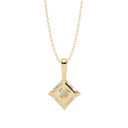 LGD Solitaire Pendant Princess Stone (2.87ct Pair ) In 14K Gold Without Chain