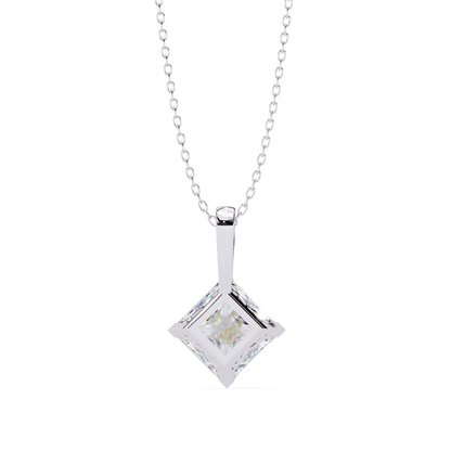 LGD Solitaire Pendant Princess Stone (2.87ct Pair ) In 14K Gold Without Chain