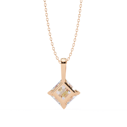 LGD Solitaire Pendant Princess Stone (2.87ct Pair ) In 14K Gold Without Chain