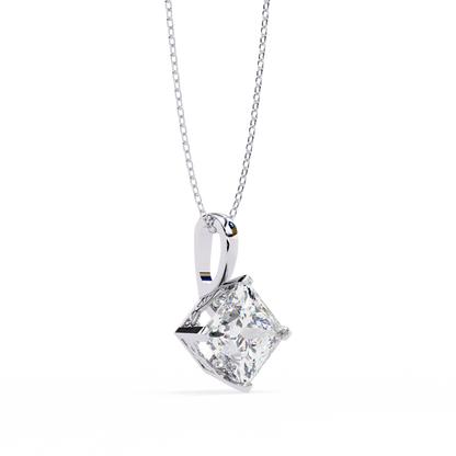 LGD Solitaire Pendant Princess Stone (2.87ct Pair ) In 14K Gold Without Chain