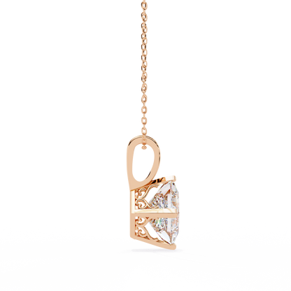 LGD Solitaire Pendant Princess Stone (2.87ct Pair ) In 14K Gold Without Chain