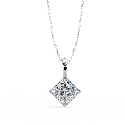 LGD Solitaire Pendant Princess Stone (2.87ct Pair ) In 14K Gold Without Chain