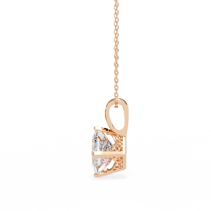 LGD Solitaire Pendant Princess Stone (2.87ct Pair ) In 14K Gold Without Chain