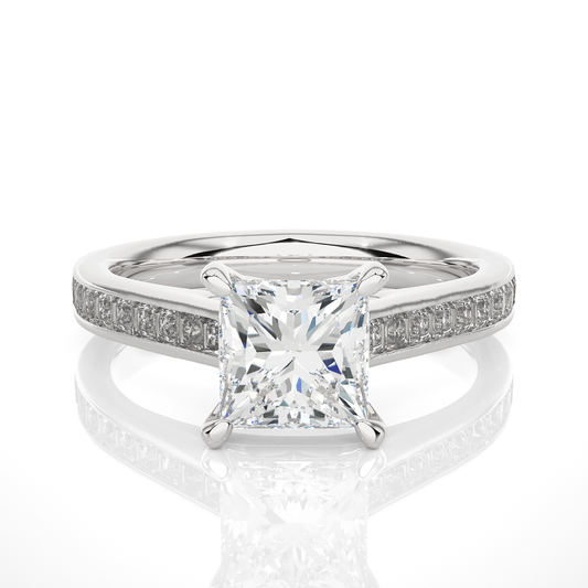 1.18 Carat Princess Cut Solitaire Diamond Engagement Ring for Women – Elegant Bridal Jewelry